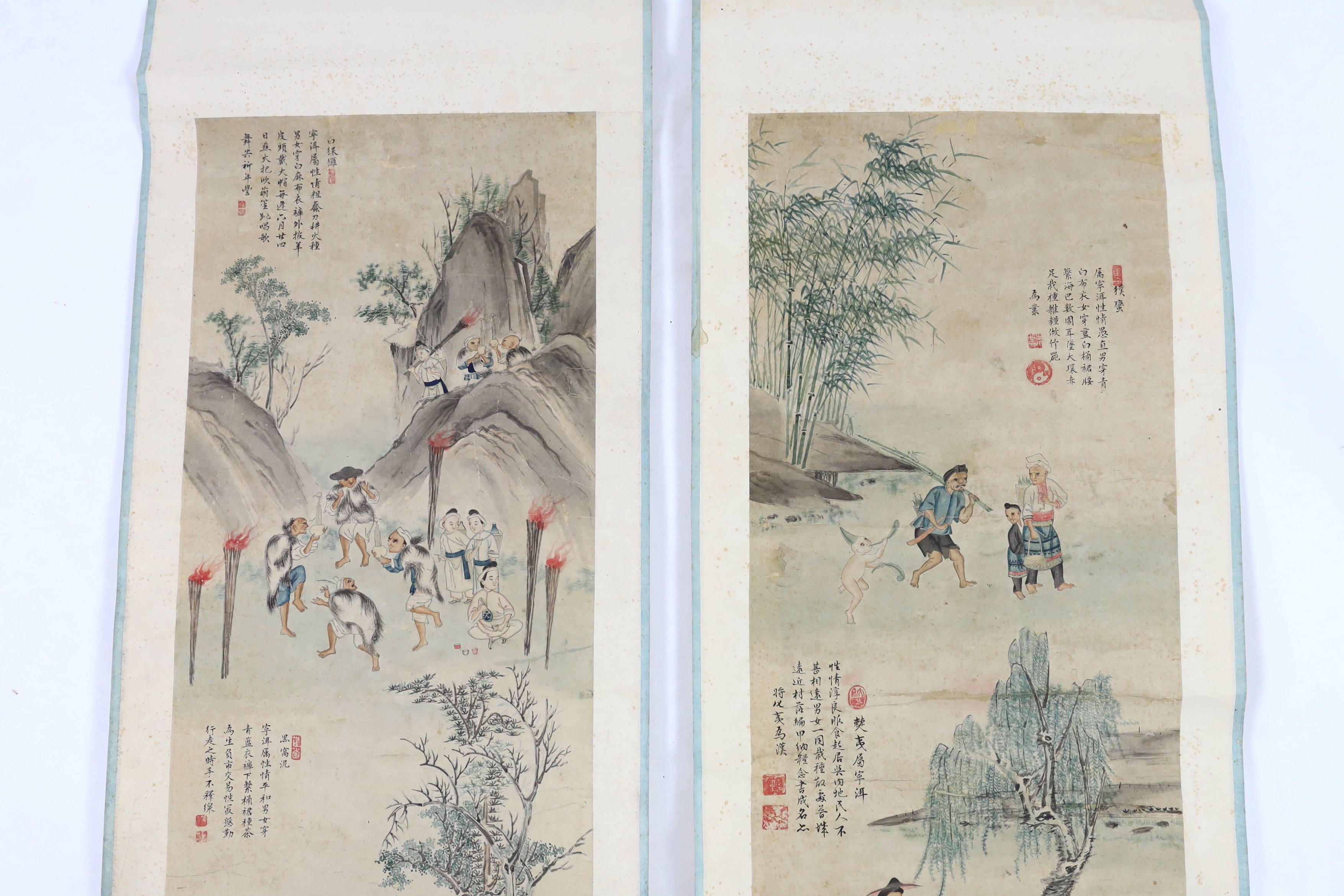 A pair of Chinese scroll paintings on paper, late 19th/early 20th century